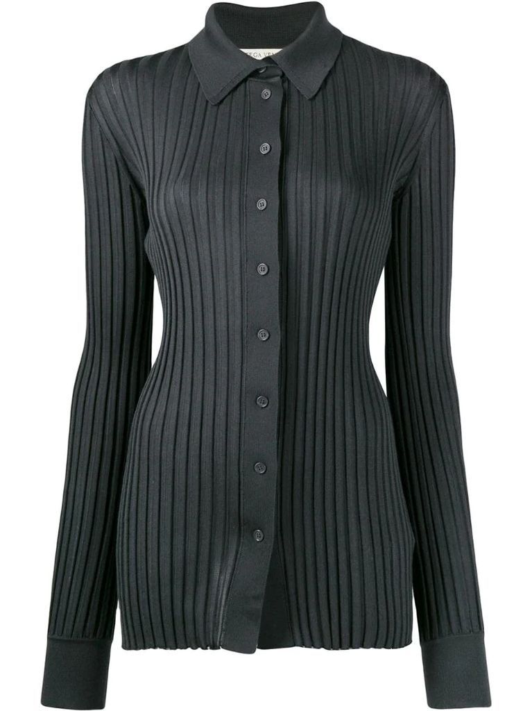 ribbed buttoned cardigan