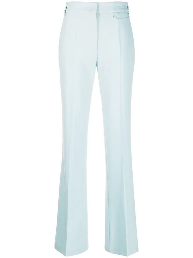 front-pleat flared trousers