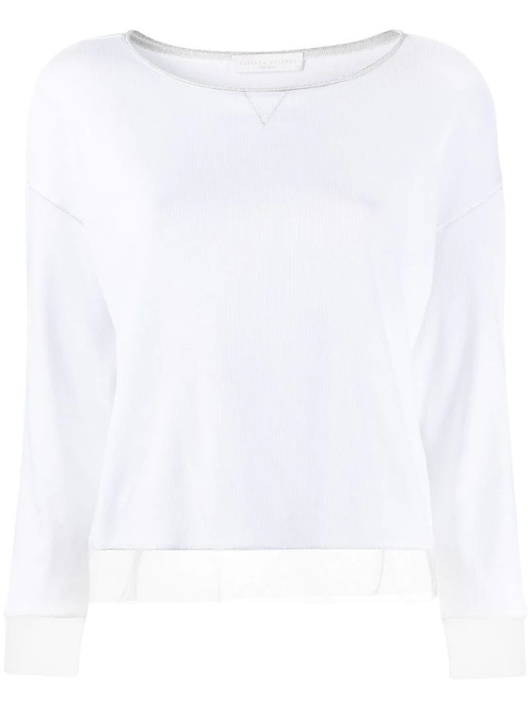 tulle-layer knitted sweatshirt