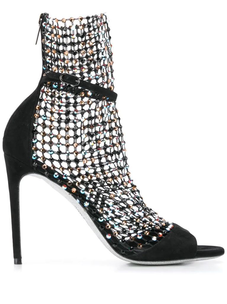 beaded mesh sandals