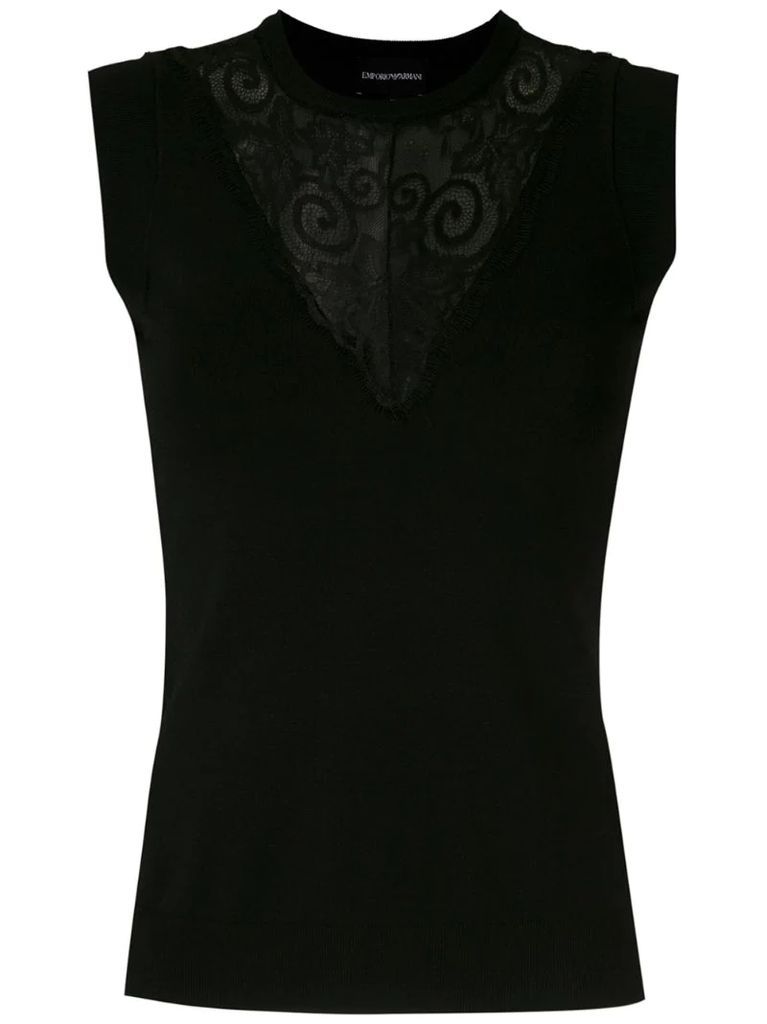 lace panel tank top