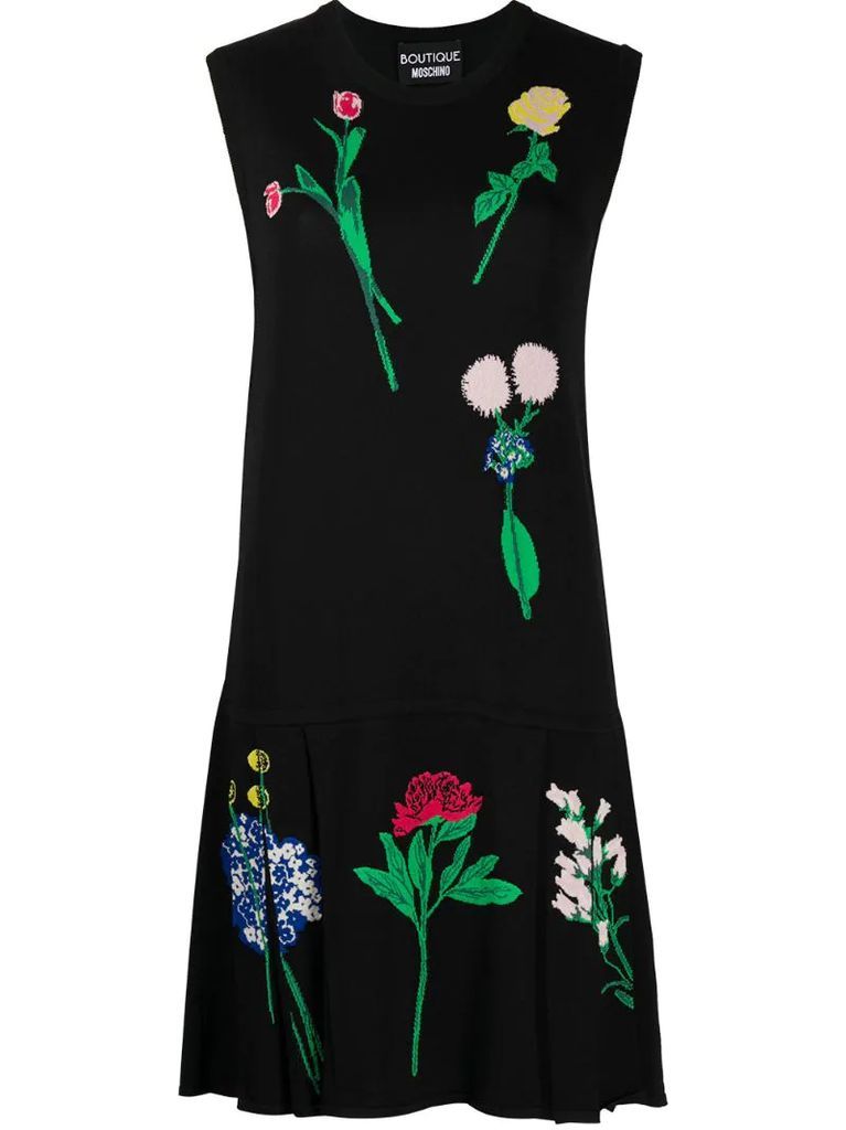 intarsia-knit flower dress