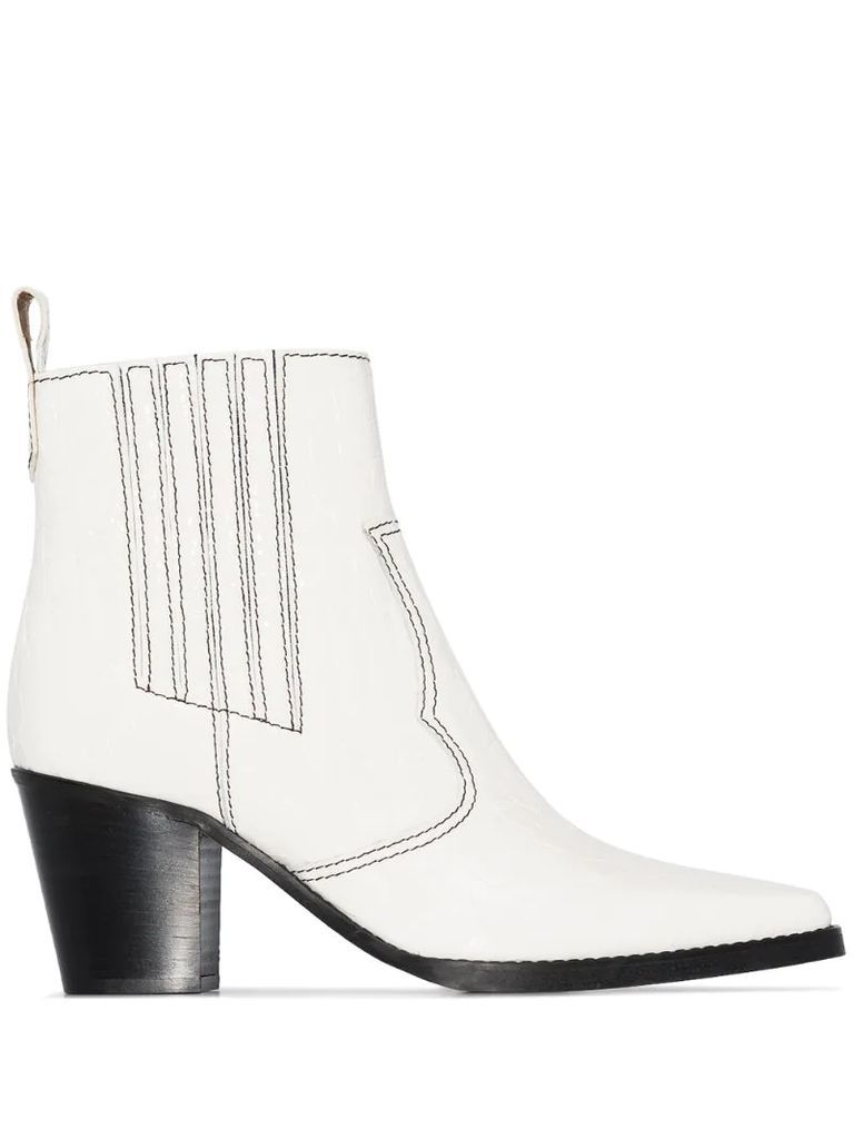 Western 60mm croc-effect ankle boots