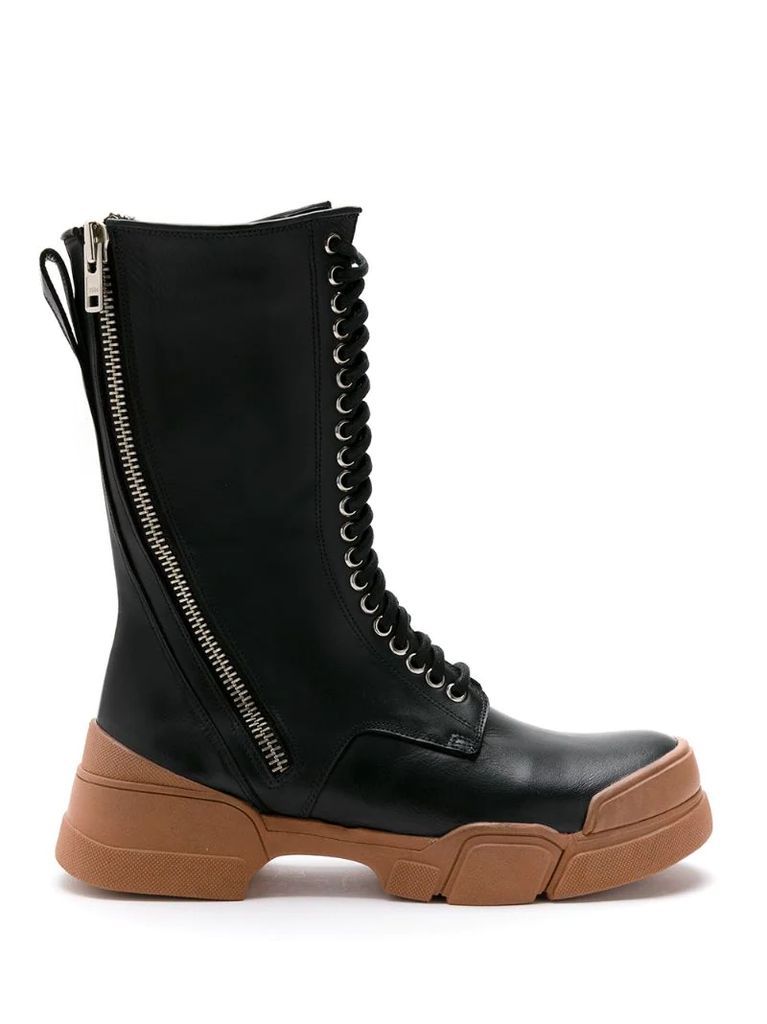 leather Vaticano combat boots