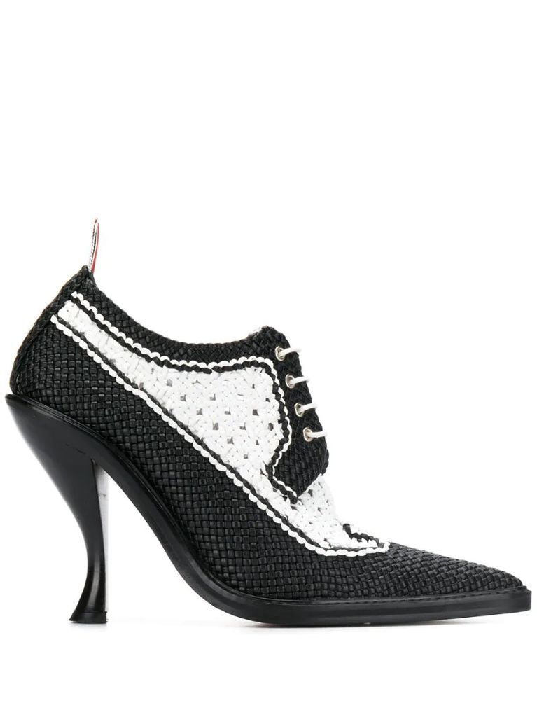 pointed-toe woven pumps