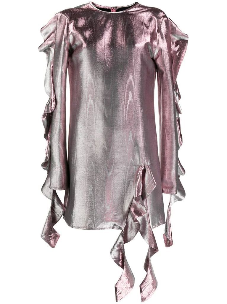 ruffled metallic effect dress