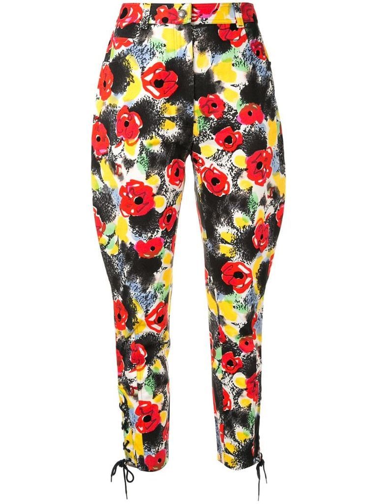 camelia print cropped trousers
