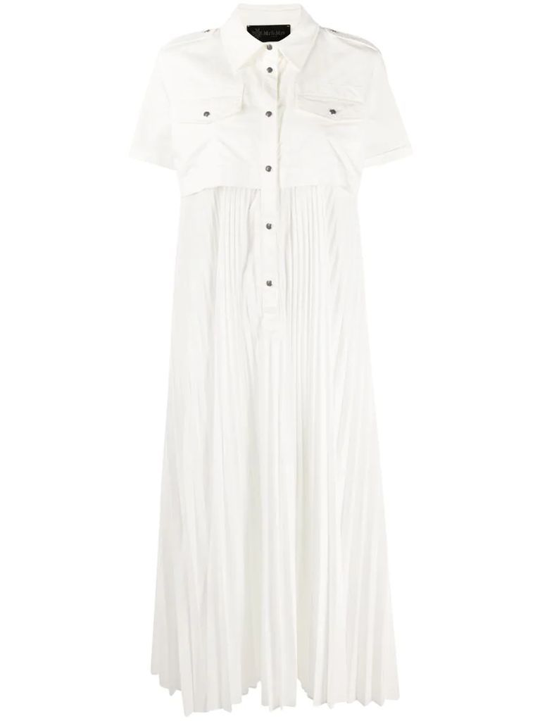 short-sleeve pleated shirt dress