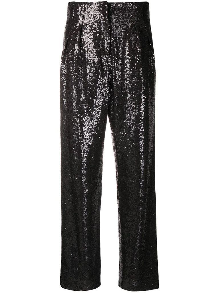 Clyde wide-leg sequin trousers