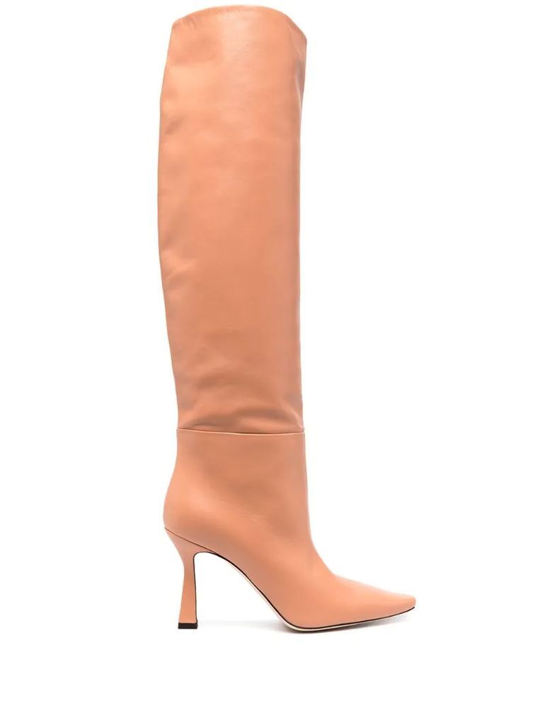 knee-high pointed-toe boots