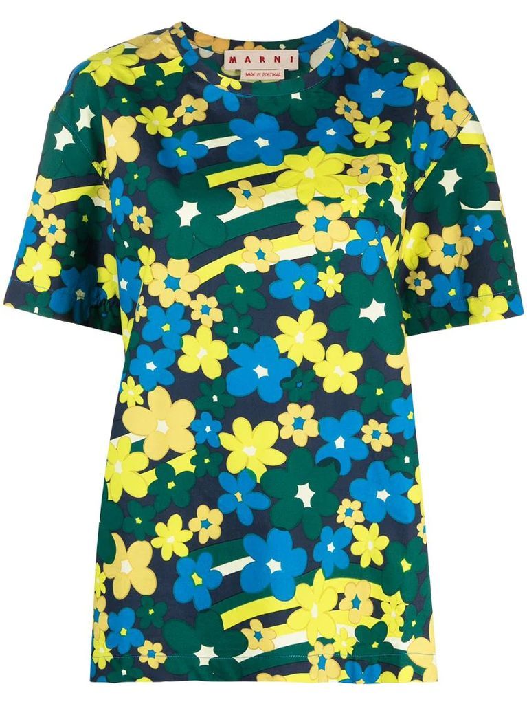 floral-print short-sleeve T-shirt