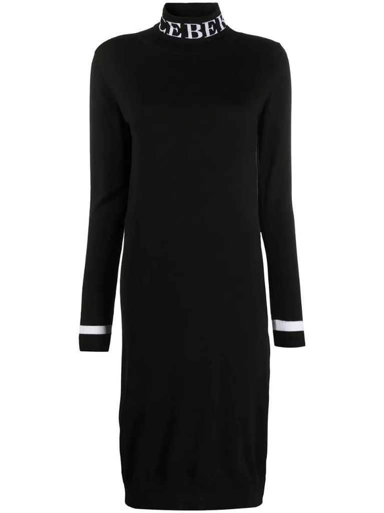 logo intarsia virgin wool dress