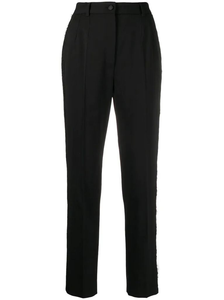 lace trim tailored trousers