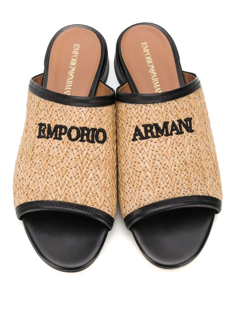 embroidered logo sandals