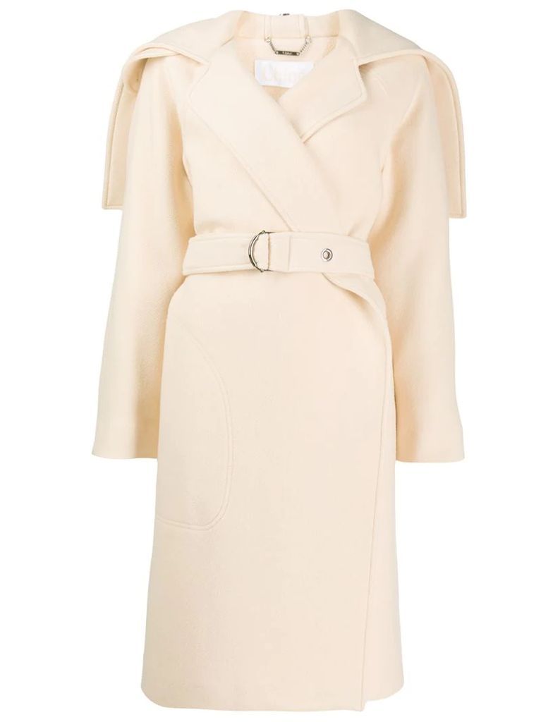 cape-style belted coat