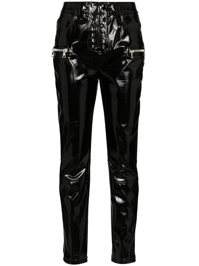 zip-detailed trousers