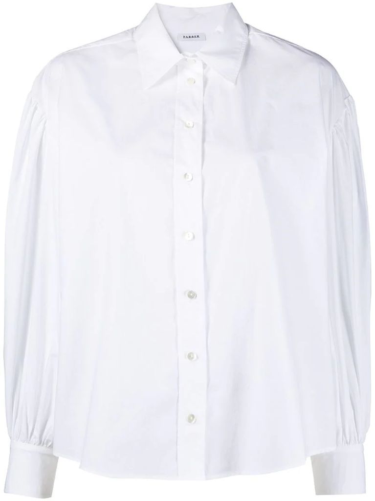 balloon-sleeves cotton shirt