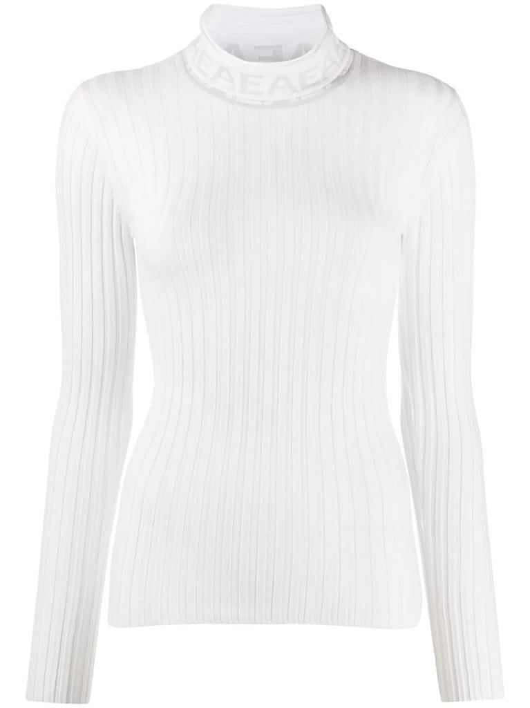 logo-neck ribbed top