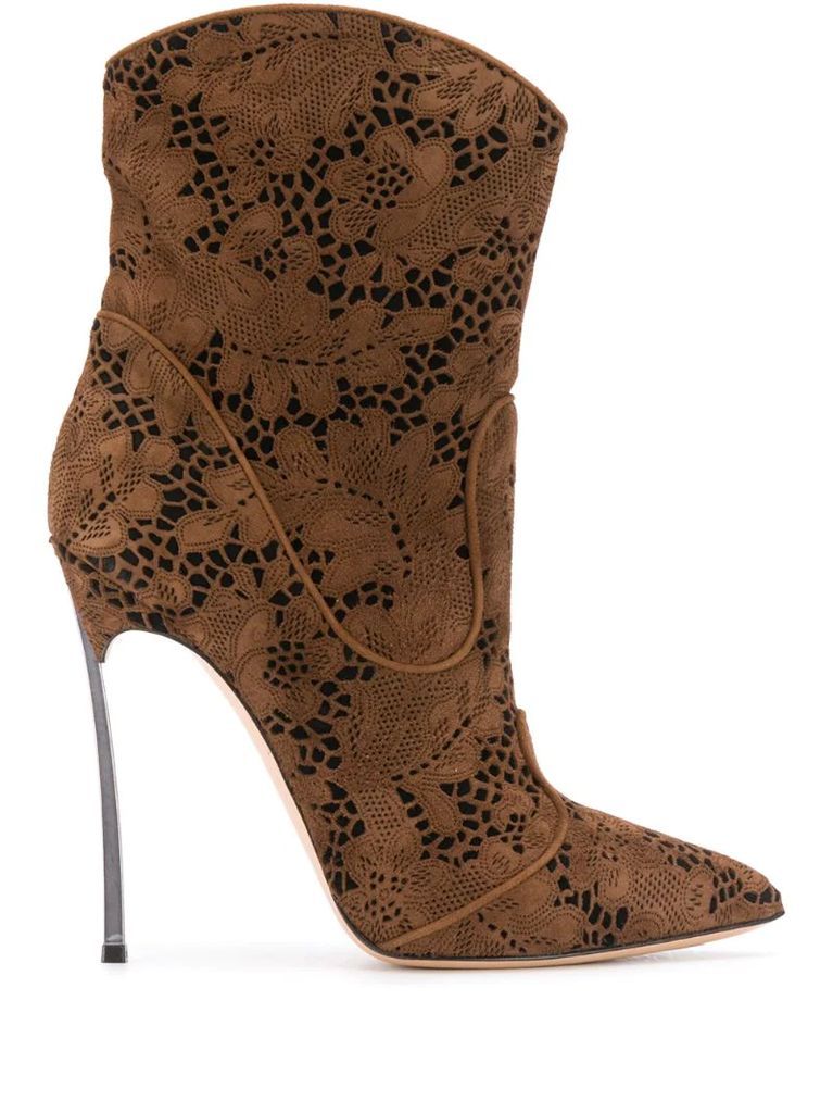 floral lace ankle boots