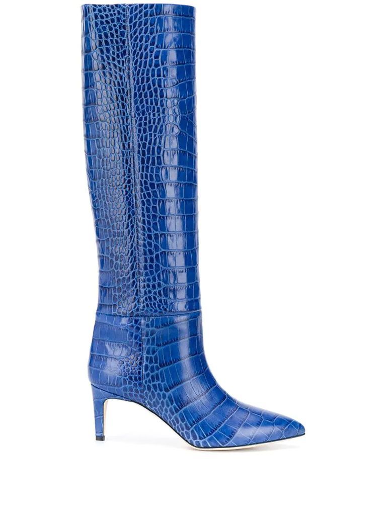 crocodile-effect 75mm leather boots