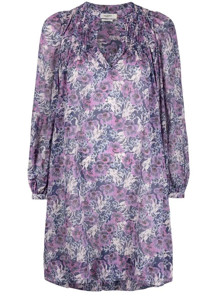 floral-print bishop-sleeve dress