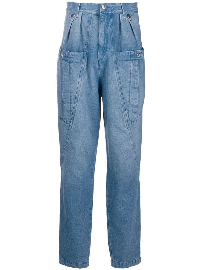 high rise oversize pocket jeans
