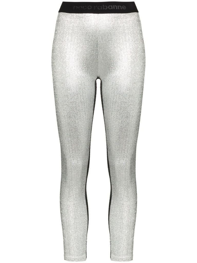 metallic logo waistband leggings