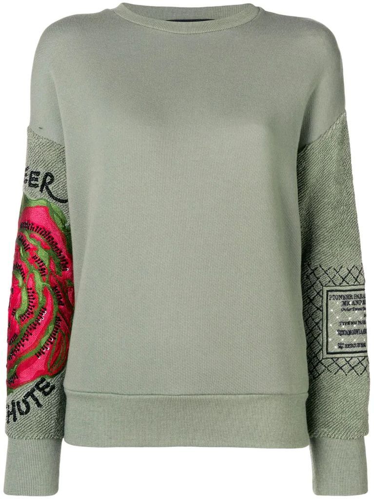 embroidered sleeve sweatshirt