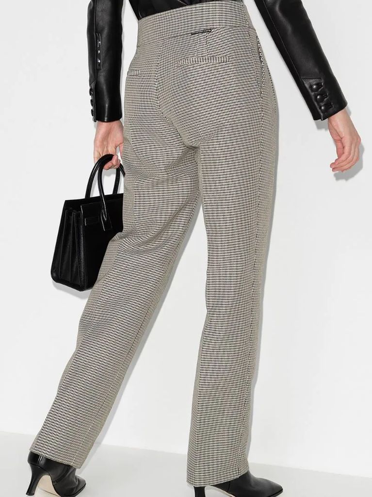 high-waisted houndstooth trousers