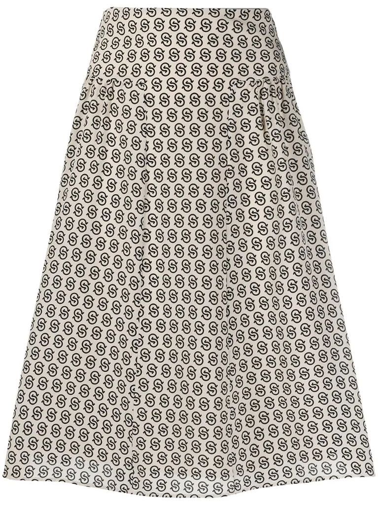 Gancini S-print knee-length skirt