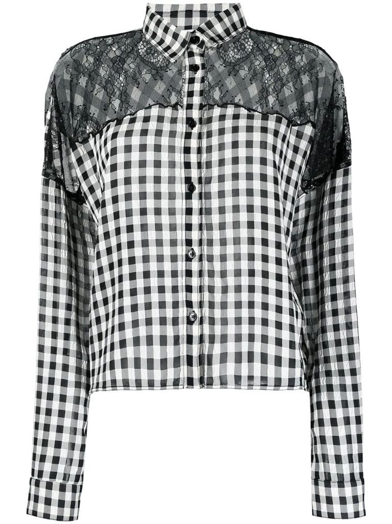 lace-yoke gingham shirt