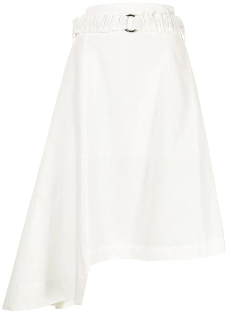 asymmetric-hem belted-waist skirt