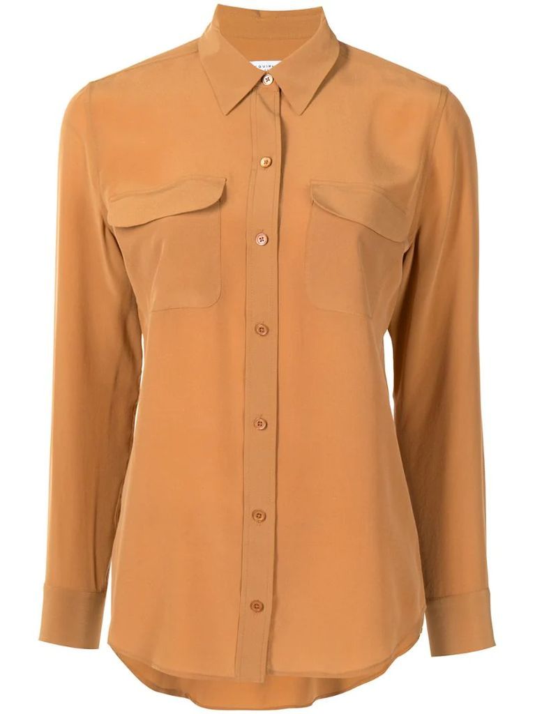 silk button-down shirt