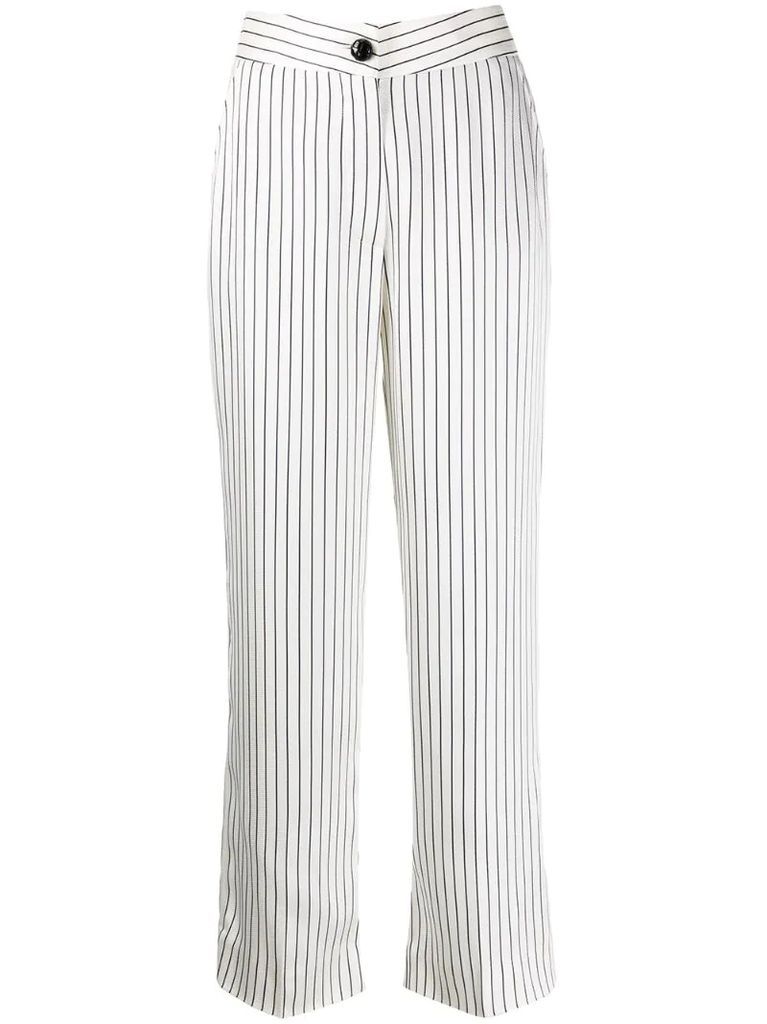straight fit striped pattern trousers