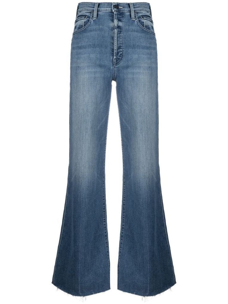 wide-leg washed jeans