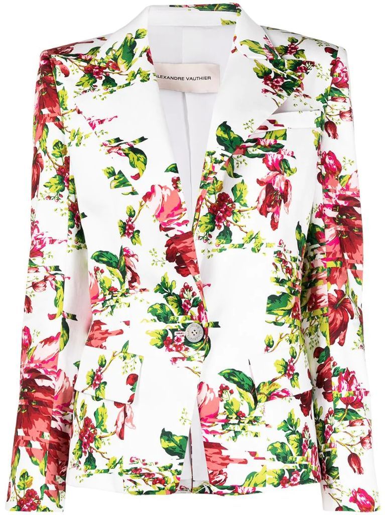 floral-print blazer