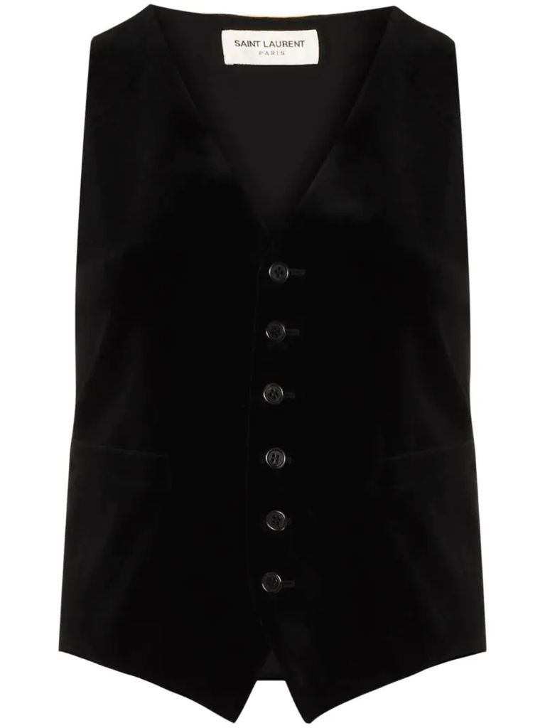 velvet-effect sleeveless waistcoat