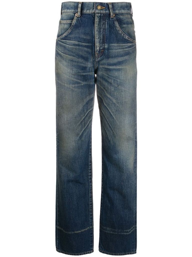 faded high-rise jeans
