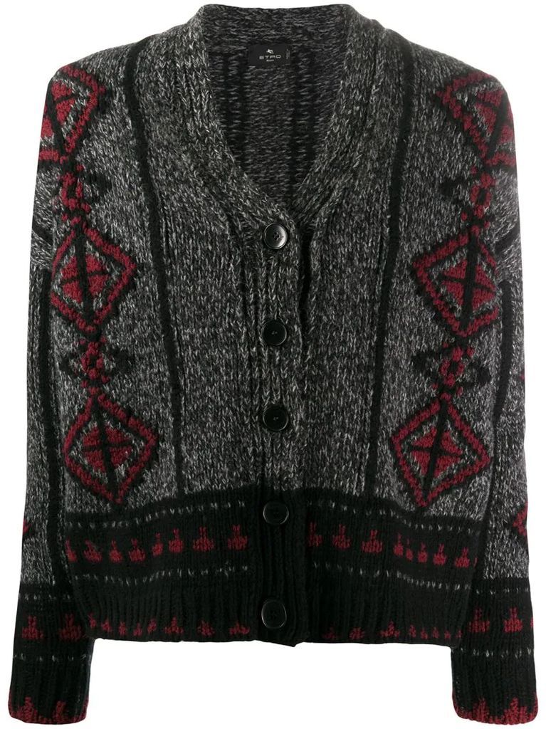 geometric wool knit cardigan