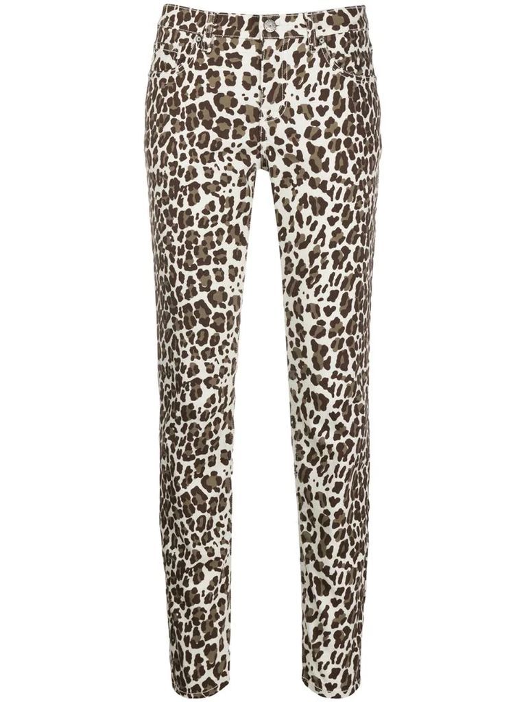 leopard-print skinny jeans
