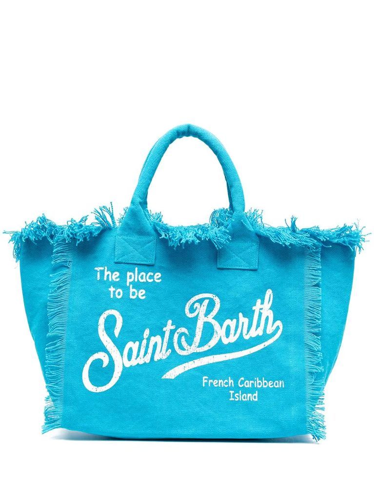 logo print beach bag