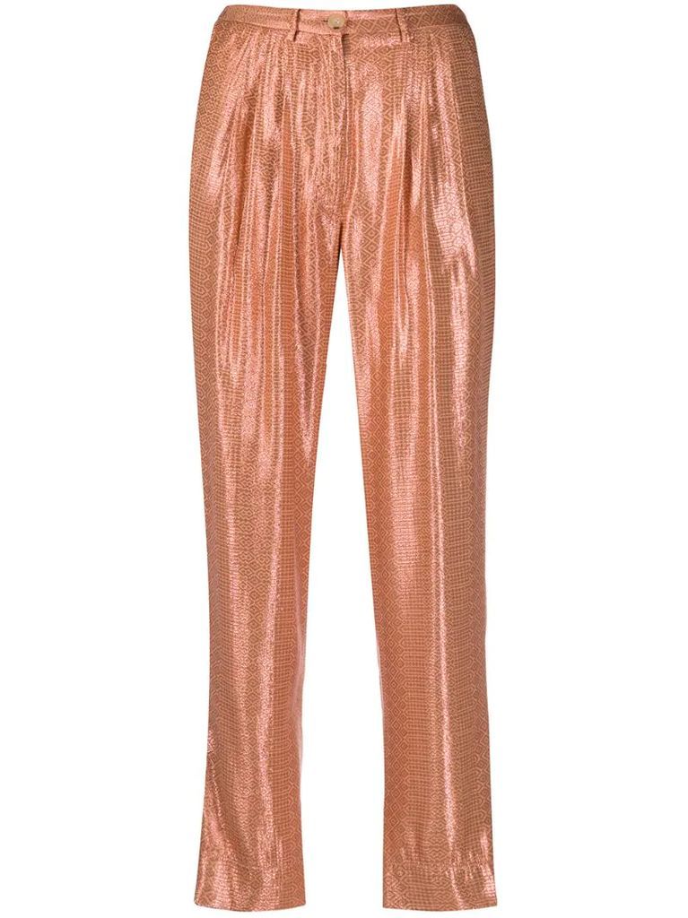 glossy finish trousers