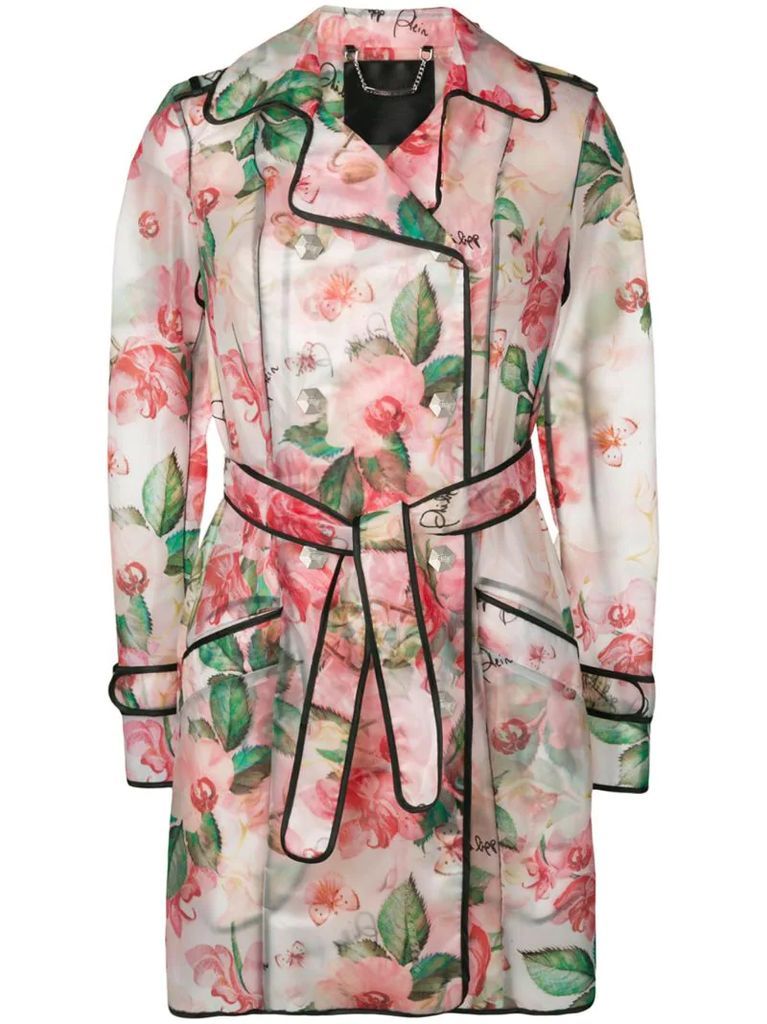 floral trench coat