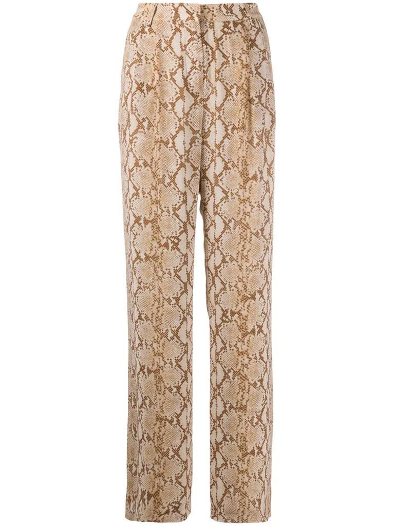 snakeskin-print wide-leg trousers