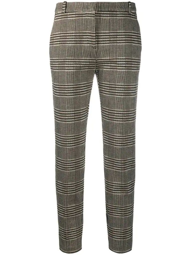 checked slim straight trousers