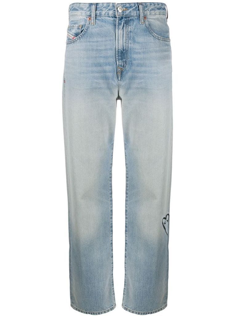 high-rise straight leg jeans