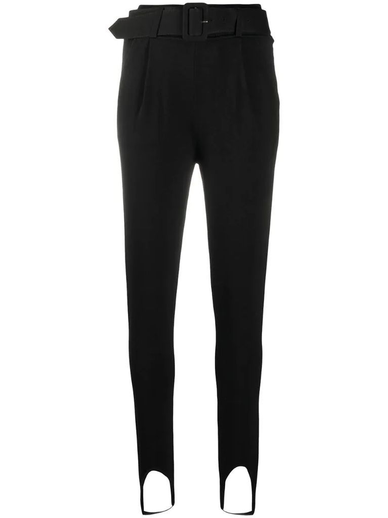 buckle-fastening skinny-fit trousers