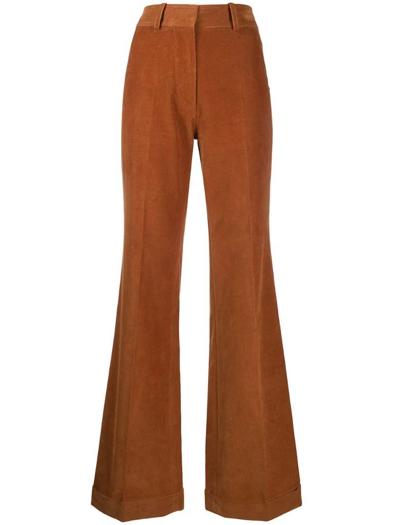 high-rise flared corduroy trousers