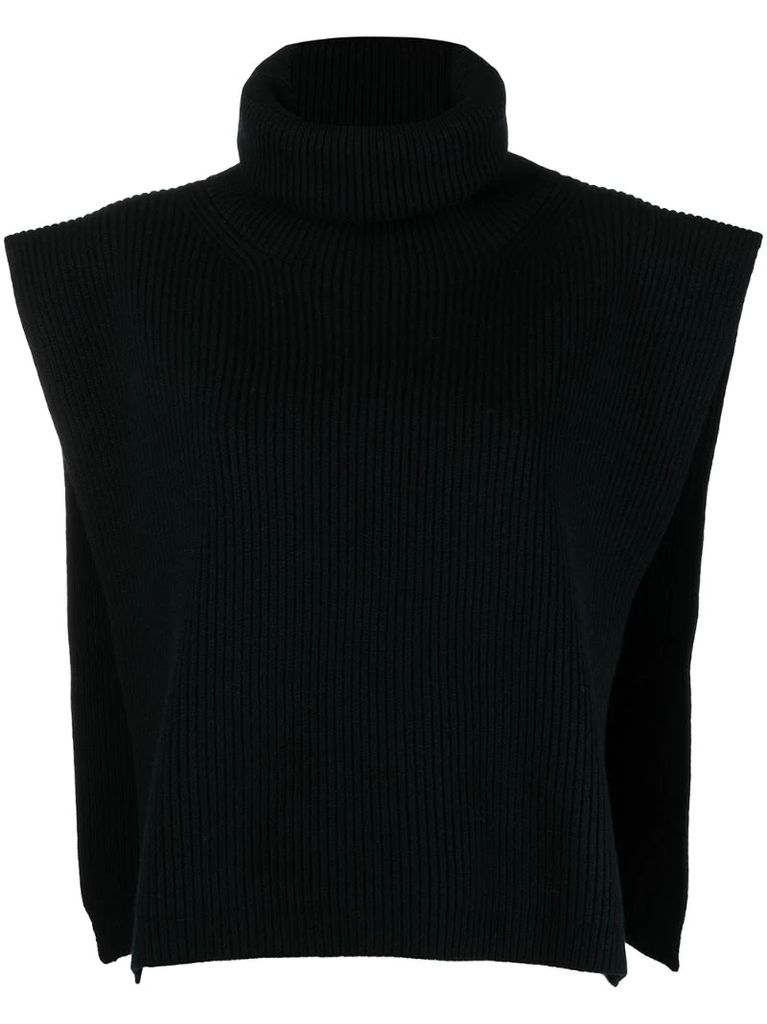 roll-neck sleeveless knitted top