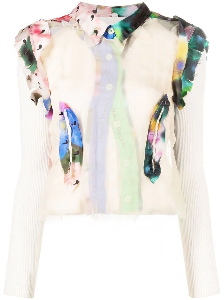 layered graphic-print knitted top